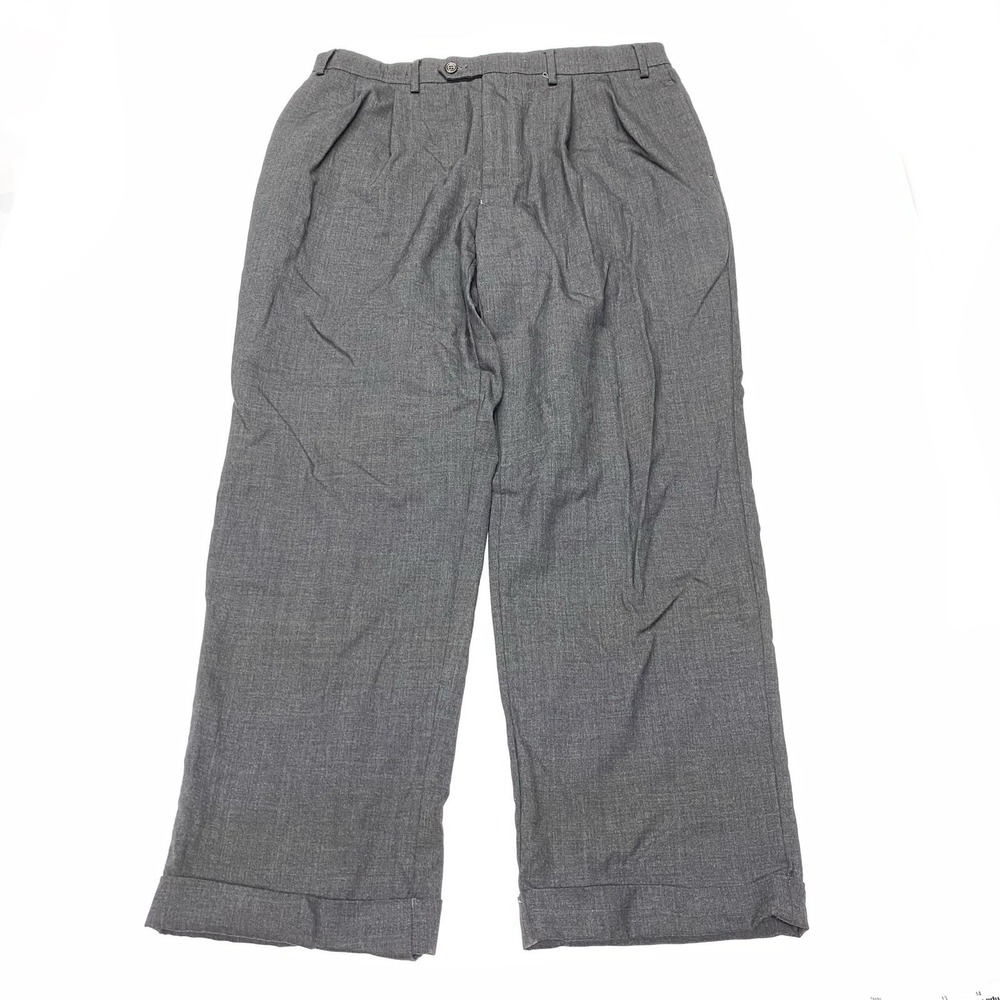 Lauren Ralph Lauren Pants Mens 36x30 Gray 100% Wool Pleated GREEN LABEL
